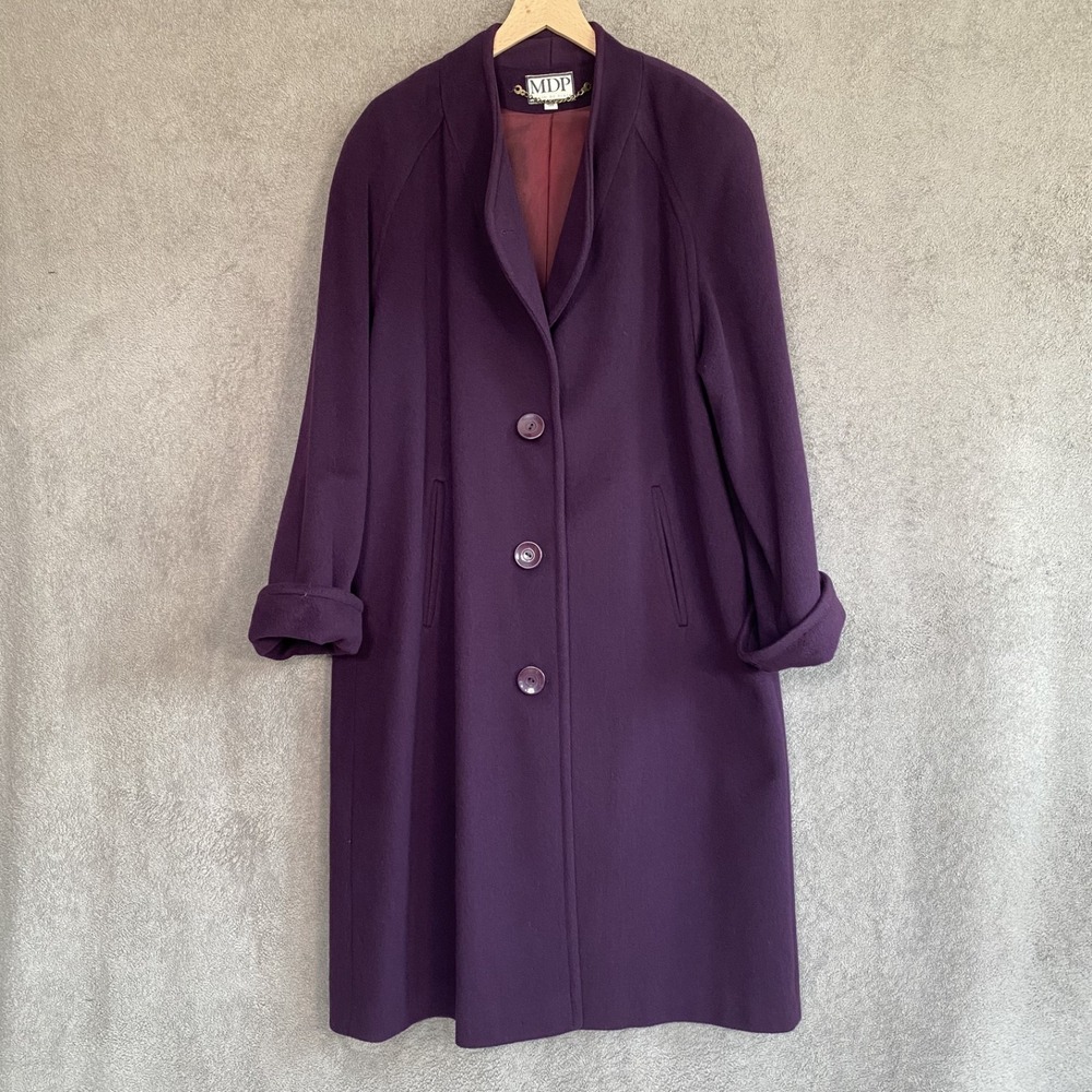 Vintage MDP Womens 100% Wool Trench Coat Size M/L Minimalist USA Made Business